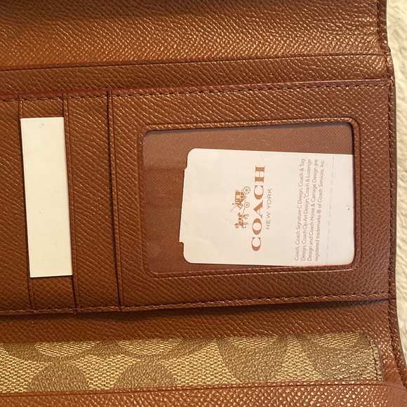 Coach Khaki/Saddle Signature Large Wallet - Picture 12 of 15